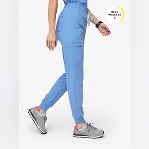ORIGINAL WAISTBAND Figs Ceil Blue High Waisted Zamora Jogger Scrub Pants - S